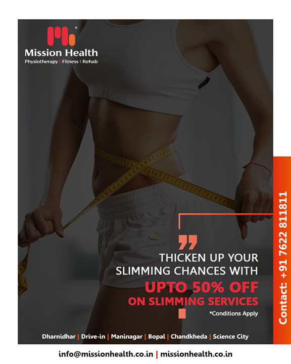 Chase your slimming down dreams with upto 50% off on slimming services! 

#MissionHealth #MissionHealthIndia #Physiotherapy #Fitness #Rehab