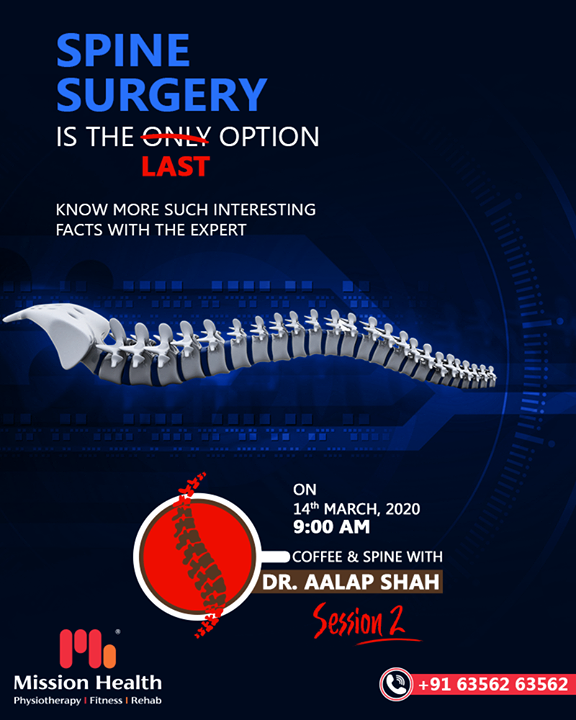 Coffee & Spine with Dr. Alap Shah is back again with Session 2 to solve all your spine problems and offer hope of pain-free life.

For more details, keep reading this space...

Call: +916356263562
Visit: www.missionhealth.co.in

#CoffeeAndSpineWithDrAalapShah #DrAalapShah #SuperSpecialitySpineClinic #SpineClinic #BackPain #NeckPain #SlippedDisc #MissionHealth #MissionHealthIndia #AbilityClinic #MovementIsLife