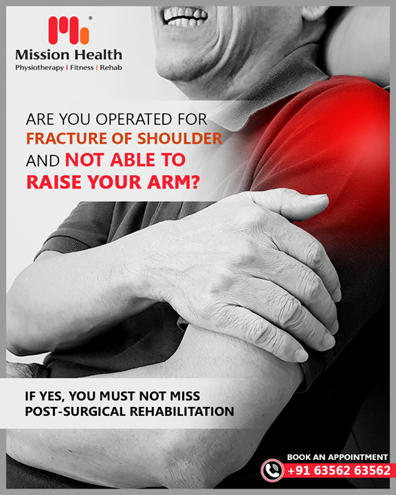 Post Surgical Physiotherapy is very critical for optimal functional recovery of the patient. If missed or not done under the guidance of experienced Physiotherapists, it may alter the results of surgery and leave patiently disabled to varying extents.

Call +916356263562
www.missionhealth.co.in

#shouldertreatment #shoulderpain #shoulderinjury #shoulderrehab #shouldermobilization #frozenshoulder #shouldersurgery #shoulderpainrelief #heathyliving #healthylifestyle #MissionHealth #MissionHealthIndia #MovementIsLife