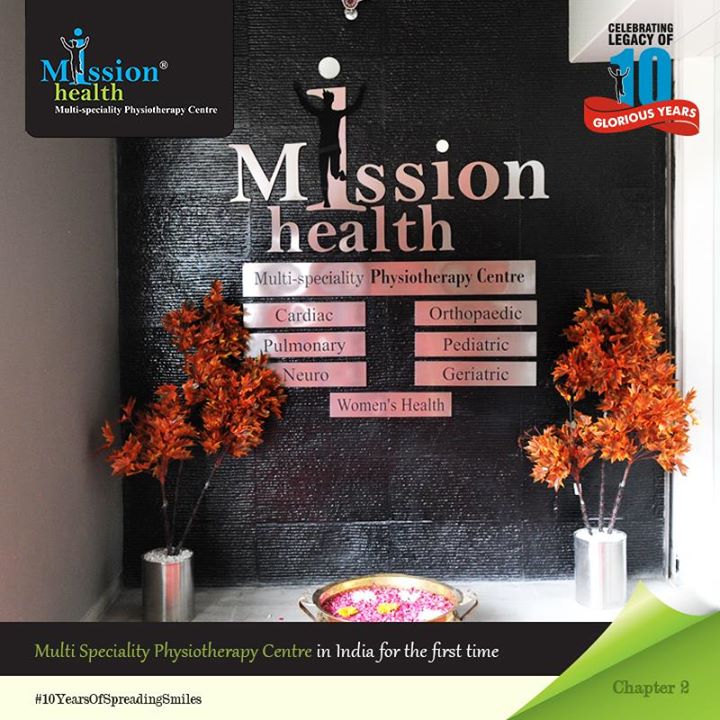 Mission Health is the first in India to coin the term “Multi-Speciality Physiotherapy” by bringing all Specialized Physiotherapy under one roof.

Ortho, Neuro, Pedia, Cardiac, Pulmonary, Geriatric & amp; Women’s Health are the specialties they introduced.
They also redefined the Fitness field by launching India’s first ever Medical Gym where anyone from 7-90 years of age can exercise under expert guidance of Specialized Physiotherapists.

Watch this space as the beautiful journey of Mission Health unveils.

For more details - Visit us –www.missionhealth.co.in

Call us at - 7622811811 / 8530720720

Stay Healthy, Stay Fit.

#MissionHealth #10YearsOfSpreadingSmiles #Ahmedabad #Mumbai #India #Journey #Success #Decade #Anniversary #StoryOfMissionHealth #Chapter #Two