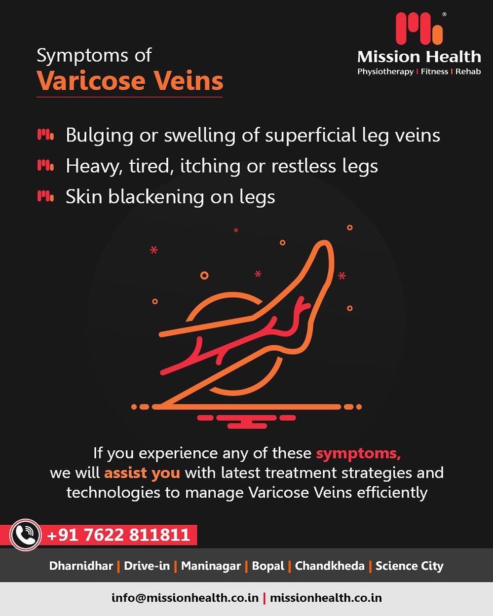 Don’t live with the pain of #VaricoseVeins! 
#Fitness #MissionHealth #MissionHealthIndia #AbilityClinic #MovementIsLife
