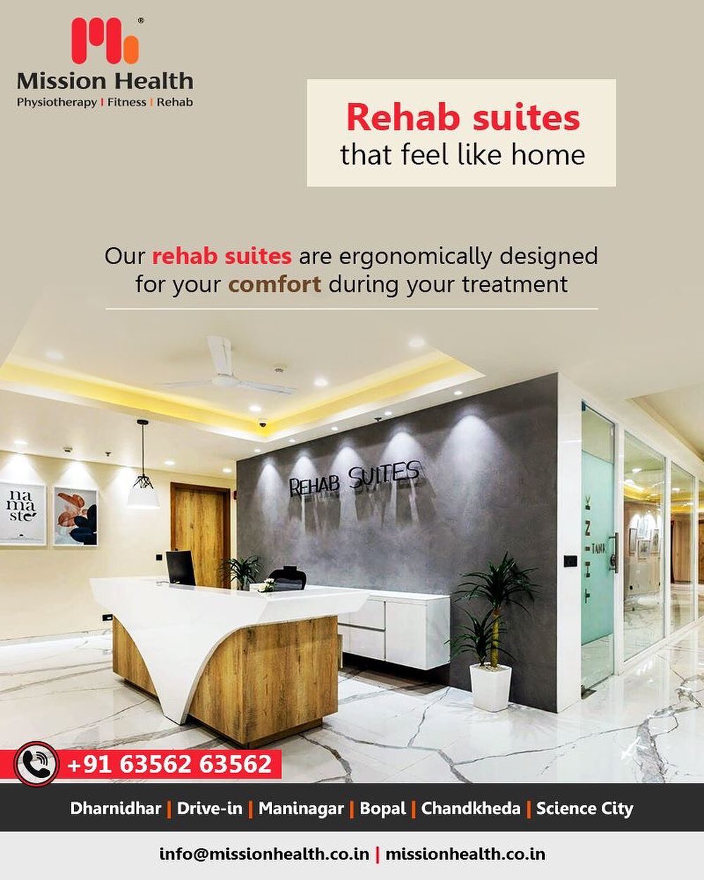 Our Rehab Suites are beautifully crafted and ergonomically designed for your comfort. Every suite has a natural view with customized amenities suited to your needs & according to your condition. The suites also have library access, lounge access & health cafe facilities for patients. 
#RehabSuites #MissionHealth #MissionHealthIndia #AbilityClinic #MovementIsLife