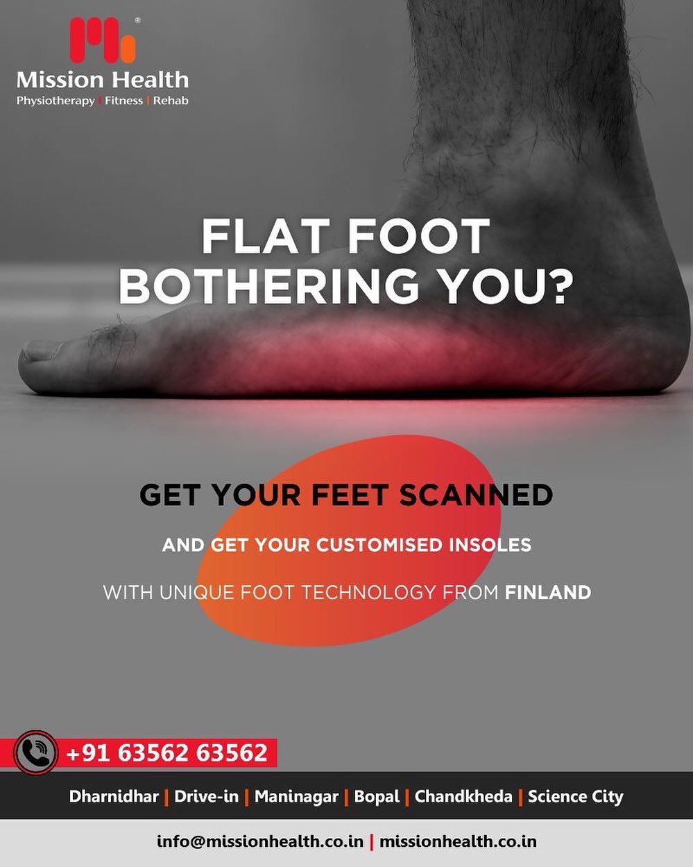 Don’t let your flat foot pain become a reason of everyday discomfort!

#FlatFootPain #MissionHealth #MissionHealthIndia #MovementIsLife