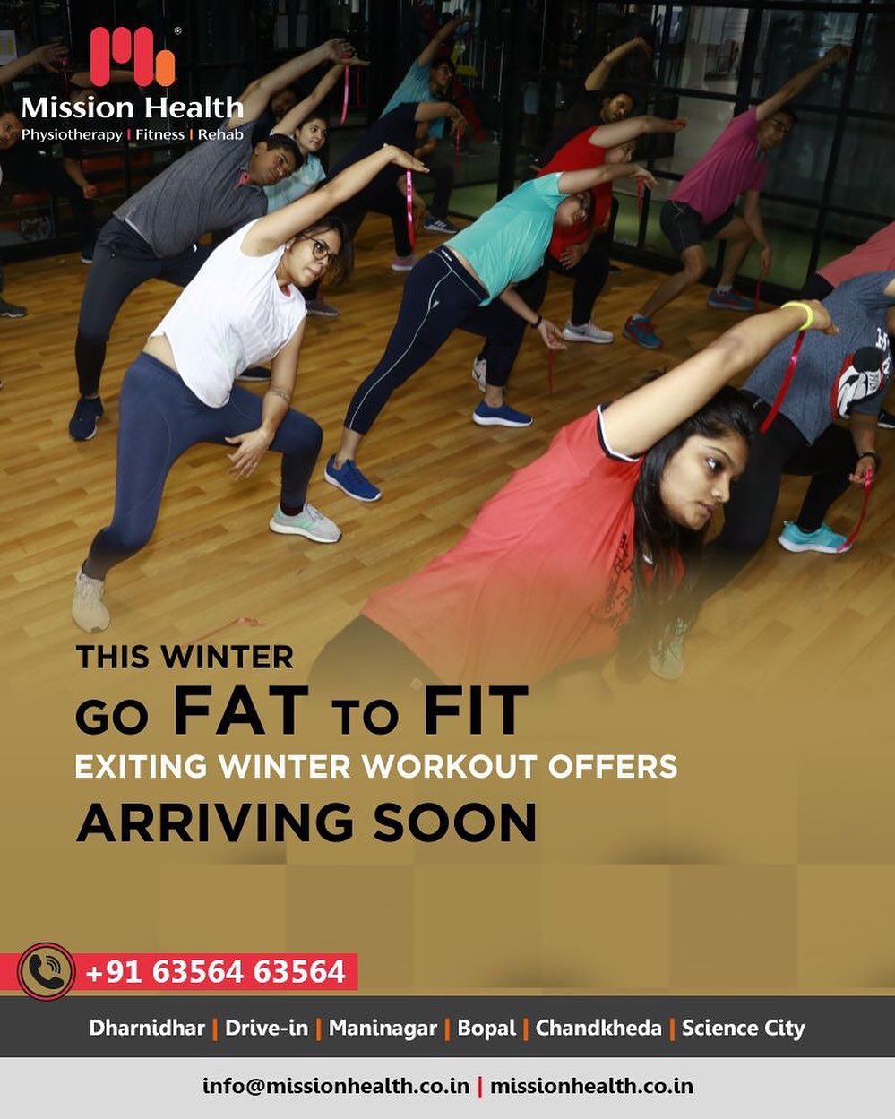 13+ Fusion Group Workouts at Mission Health Fitness Boutique. Meticulously designed workouts ensure 360° fitness. Go FAT to FIT this winter.

Call: +916356463564 
Visit: www.missionhealth.co.in

#MissionHealth #MissionHealthIndia #MovementIsLife #AbilityClinic