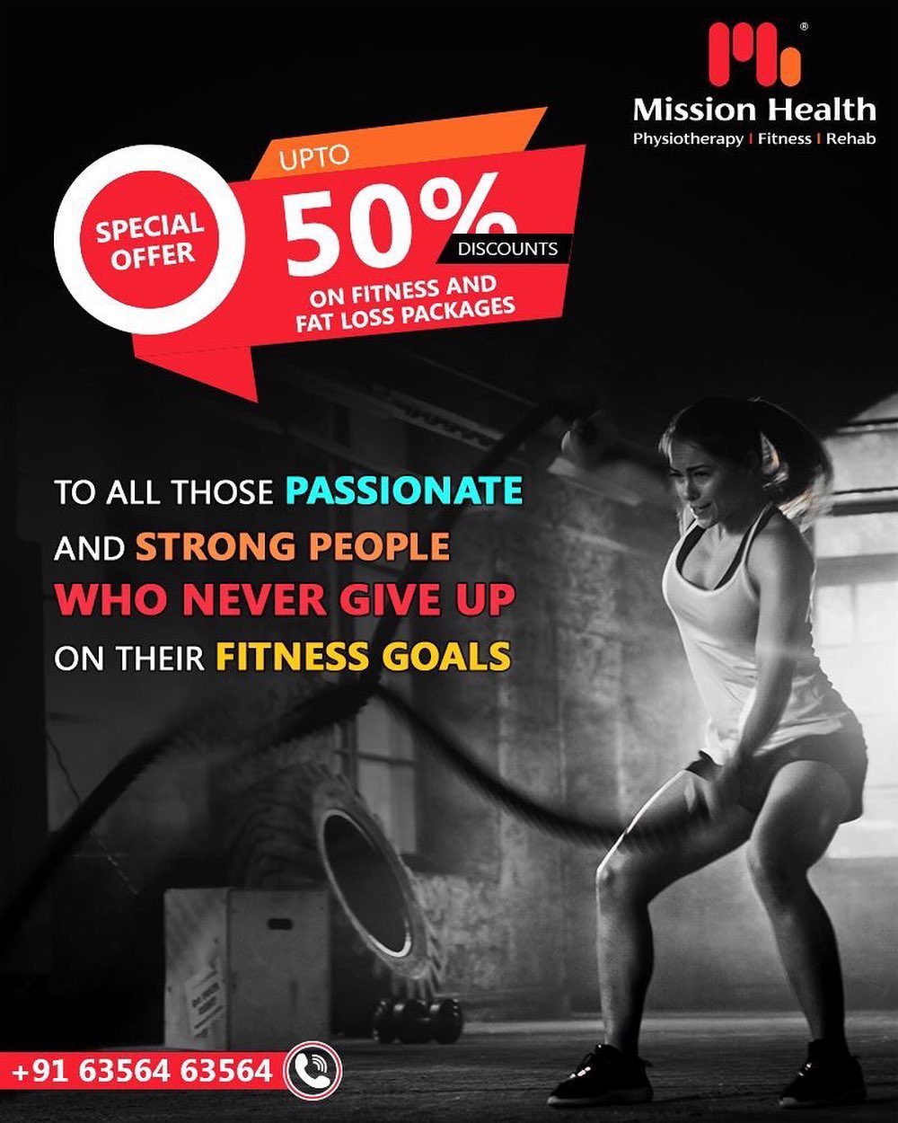 Here is our special offer for those who are passionate enough about their fitness and committed to fitness goals. 
Up to 50% off of various fitness & inch loss packages at Mission Health Fitness Boutique.
Few days left, hurry up!

Call: +916356463564
Visit: www.missionhealth.co.in

#fitnesspackages #gymoffers #inchloss #fitnessworkout #fitness #fitnessmotivation #workout #fitnesslife #gym #workoutmotivation #fitnessaddict #fitnesscoaching #healthchallenge #MissionHealth #MissionHealthIndia #MovementIsLife