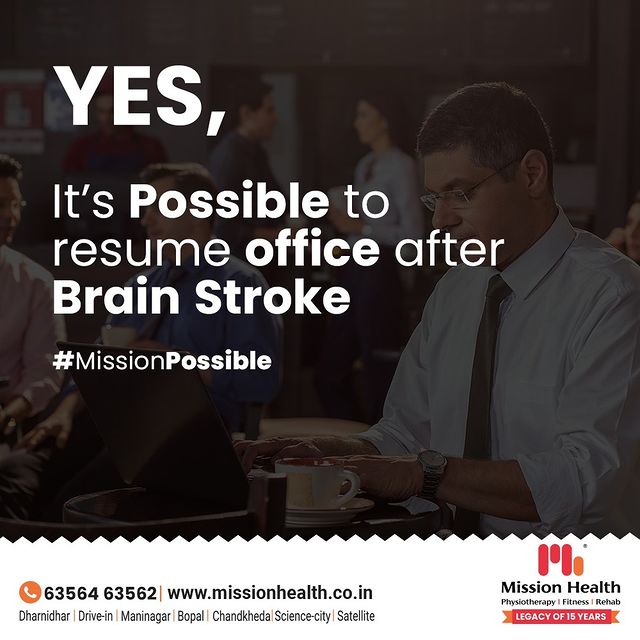 Are you unsure whether you will be able to return to work after Brain Stroke? With us, the answer is YES, regain your independence!

We at Mission Health focus on Neuro Rehab with Neuro Robotics like The Walking Robot, The Arm and Hand Robot, The Finger Robot, The Balance Robot, Occupational Therapy, Functional Rehab and many other concepts to make fastest recovery after neurological insults...

Mission Health Helpline Number: +91 63564 63562

www.missionhealth.co.in

#BrainStroke #MissionPossible #StrokeRehab #Stroke #StrokeSurvivor #StrokeRehabilitation #StrokeRecovery #Physiotherapy #NeuroRehab #Health #Fitness #IndiasBestRehabilitationCenter #CureWithPhysiotherapy #PhysiotherapyRoadToRecovery #MovementisLife #MissionHealthCenterOfExcellence #MissionHealth